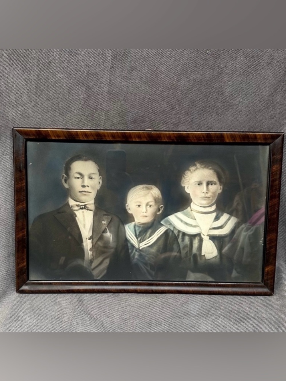 Antique 1800s Photo Family Photograph Portrait Picture 22”x14” macabre